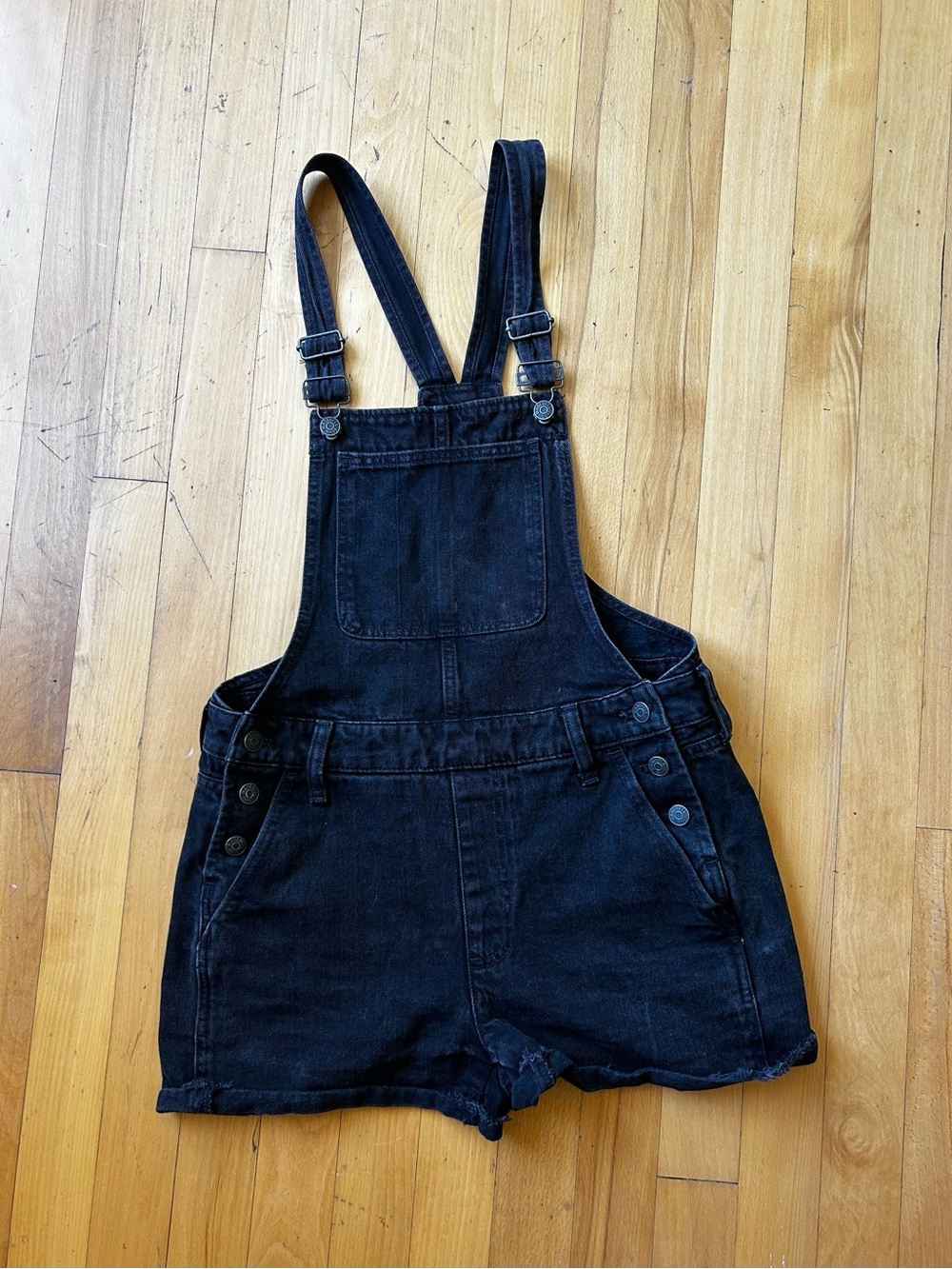 Madewell Black Denim Short Overalls size small